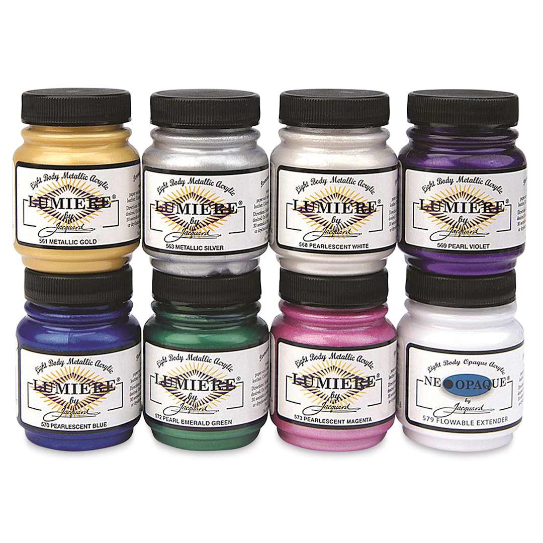Open in modal - Jacquard Lumiere Acrylic - Set of 8, Assorted Colors, 2.25 oz jars