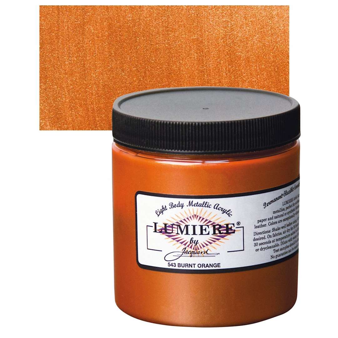 Open in modal - Jacquard Lumiere Acrylic - Burnt Orange, 8 oz Jar and swatch