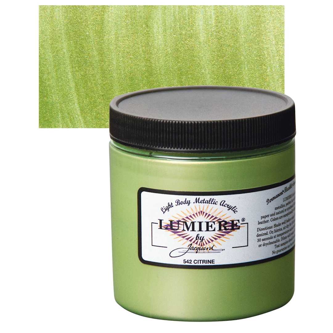 Open in modal - Jacquard Lumiere Acrylic - Citrine, 8 oz Jar and swatch