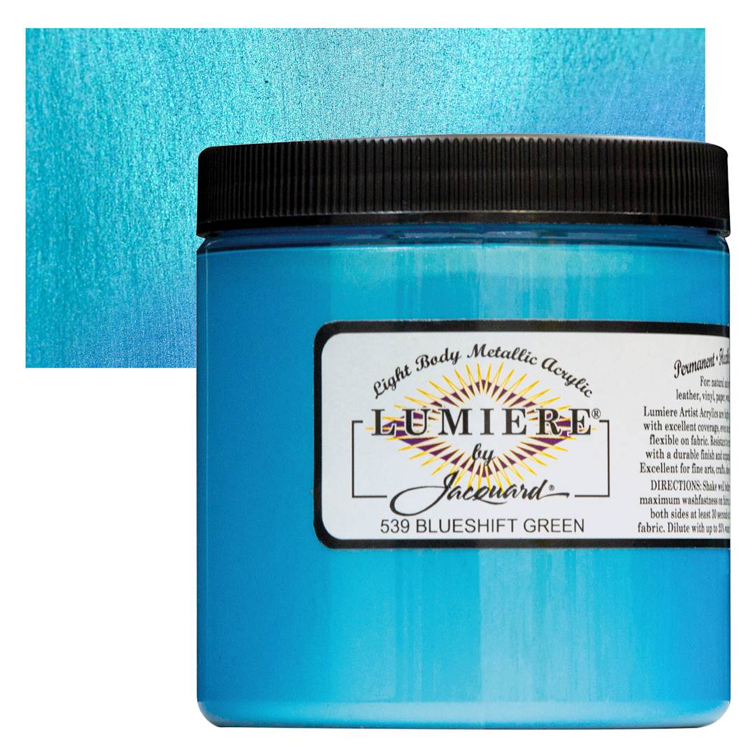 Open in modal - Jacquard Lumiere Acrylic - Blueshift Green, 8 oz Jar and swatch