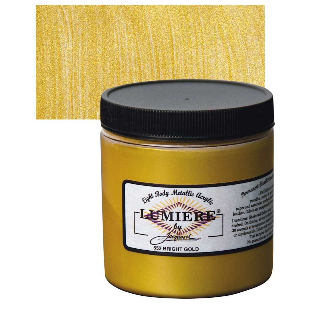 Open in modal - Jacquard Lumiere Acrylic - Bright Gold, 8 oz Jar and swatch