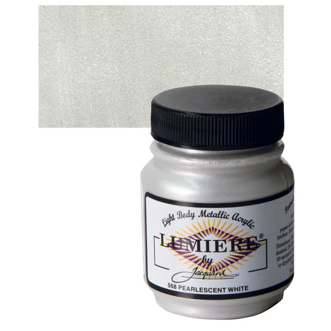Open in modal - Jacquard Lumiere Acrylic - Pearlescent White, 2.25 oz Jar and swatch