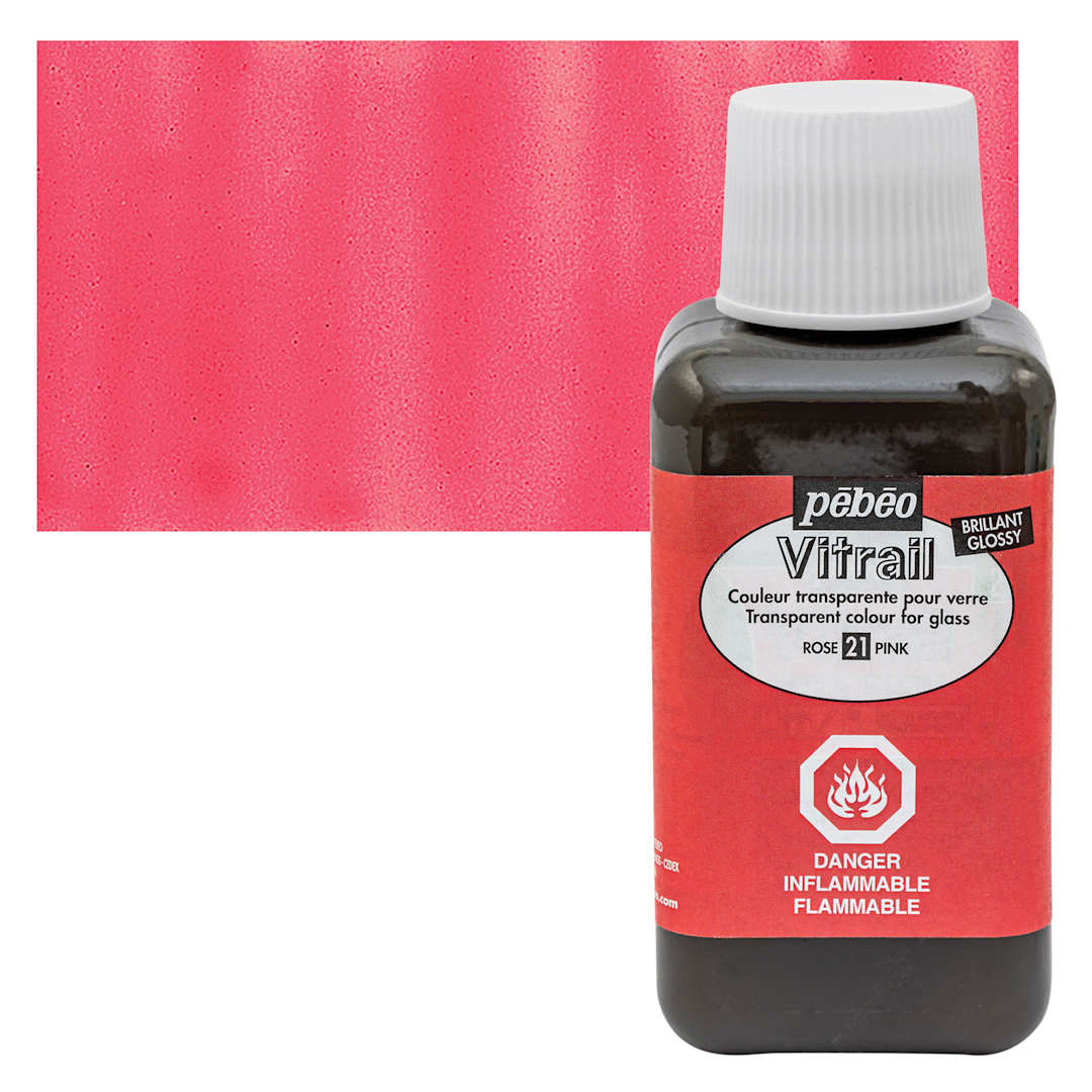 Open in modal - Pebeo Vitrail Paint - Pink, 250 ml bottle and swatch