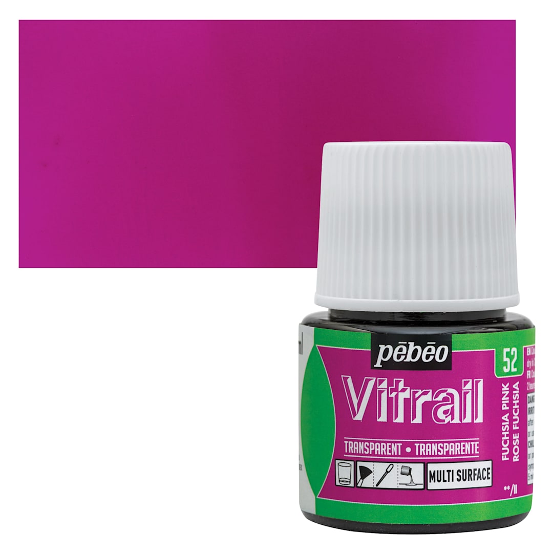 Open in modal - Pebeo Vitrail Paint - Fuchsia Pink , 45 ml bottle and swatch