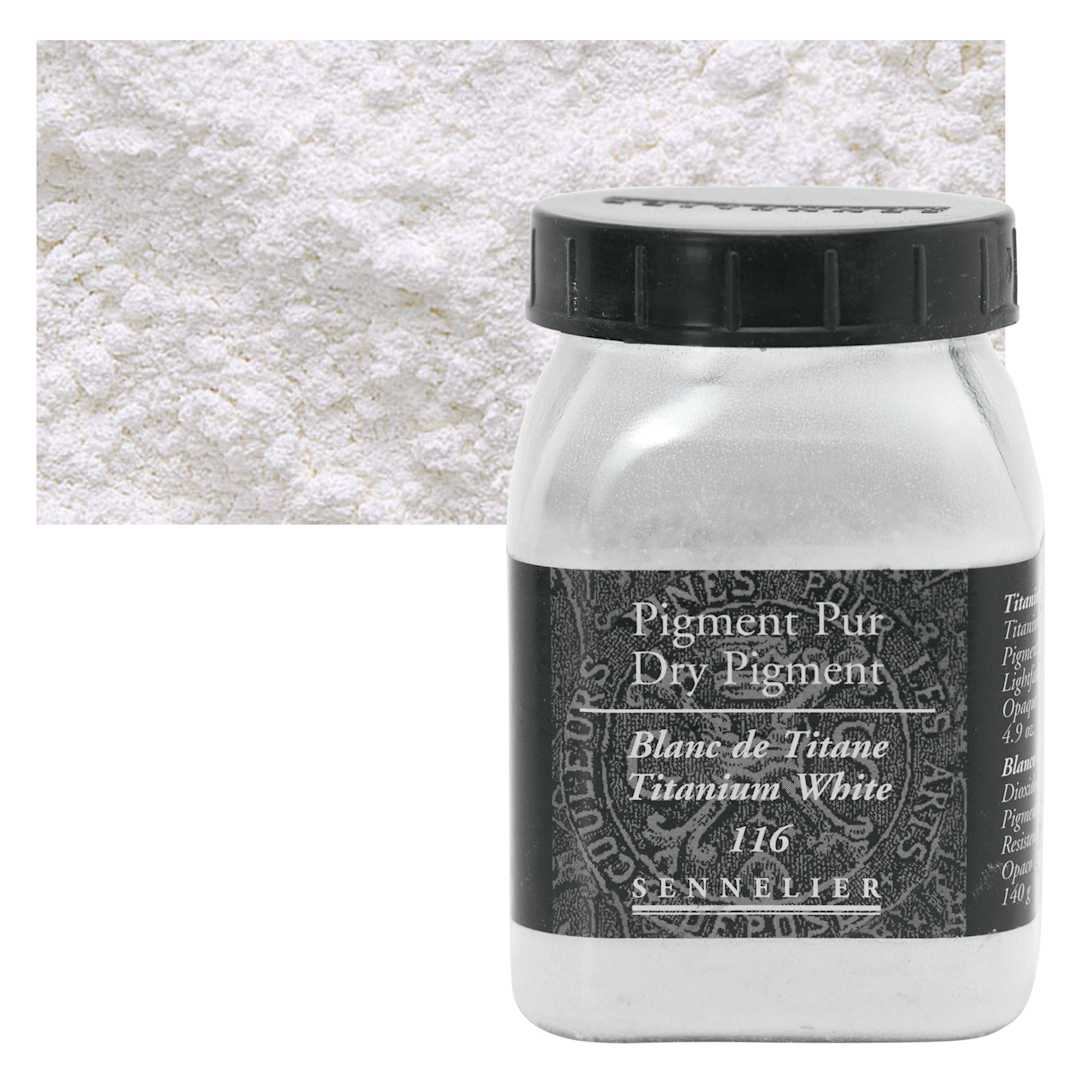 Open in modal - Sennelier Dry Pigment - Titanium White, 140 g jar and swatch