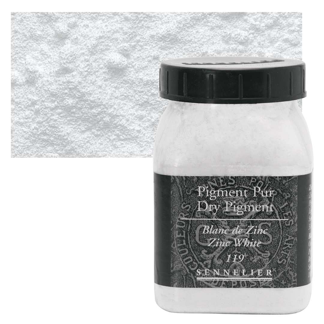 Open in modal - Sennelier Dry Pigment - Zinc White, 110 g jar and swatch