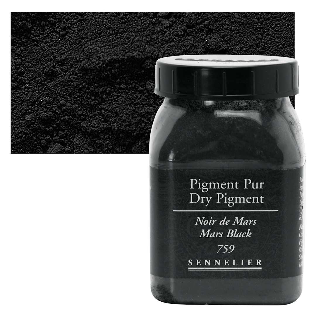 Open in modal - Sennelier Dry Pigment - Mars Black, 180 g jar and swatch