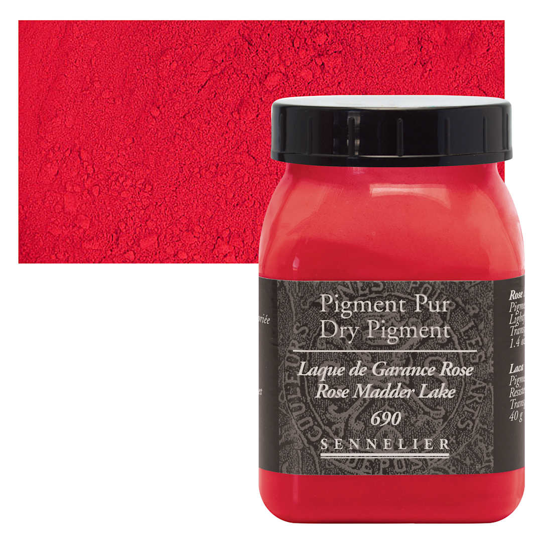 Open in modal - Sennelier Dry Pigment - Rose Madder Lake, 40 g jar and swatch