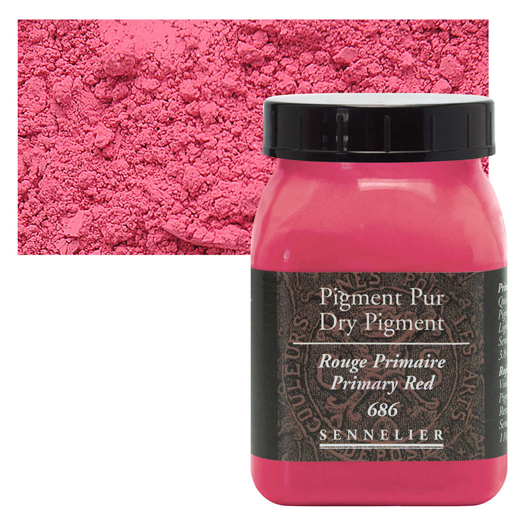 Open in modal - Sennelier Dry Pigment - Primary Red, 110 g jar and swatch