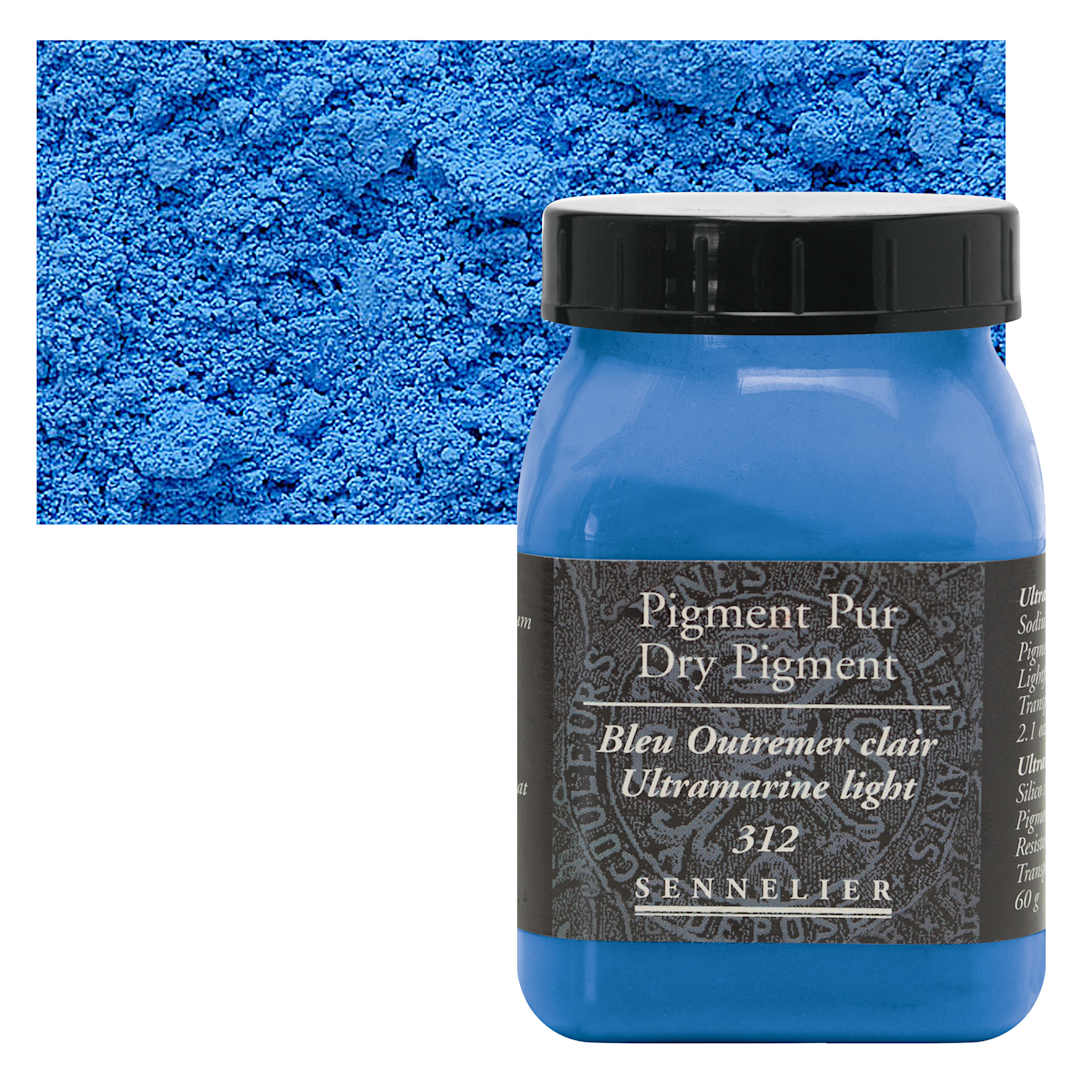 Open in modal - Sennelier Dry Pigment - Ultramarine Blue Light, 60 g jar and swatch