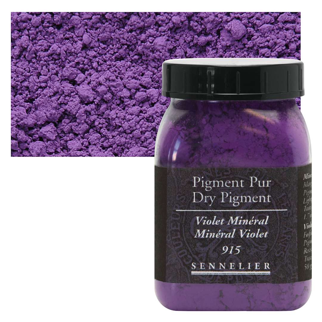 Open in modal - Sennelier Dry Pigment - Mineral Violet, 50 g jar and swatch