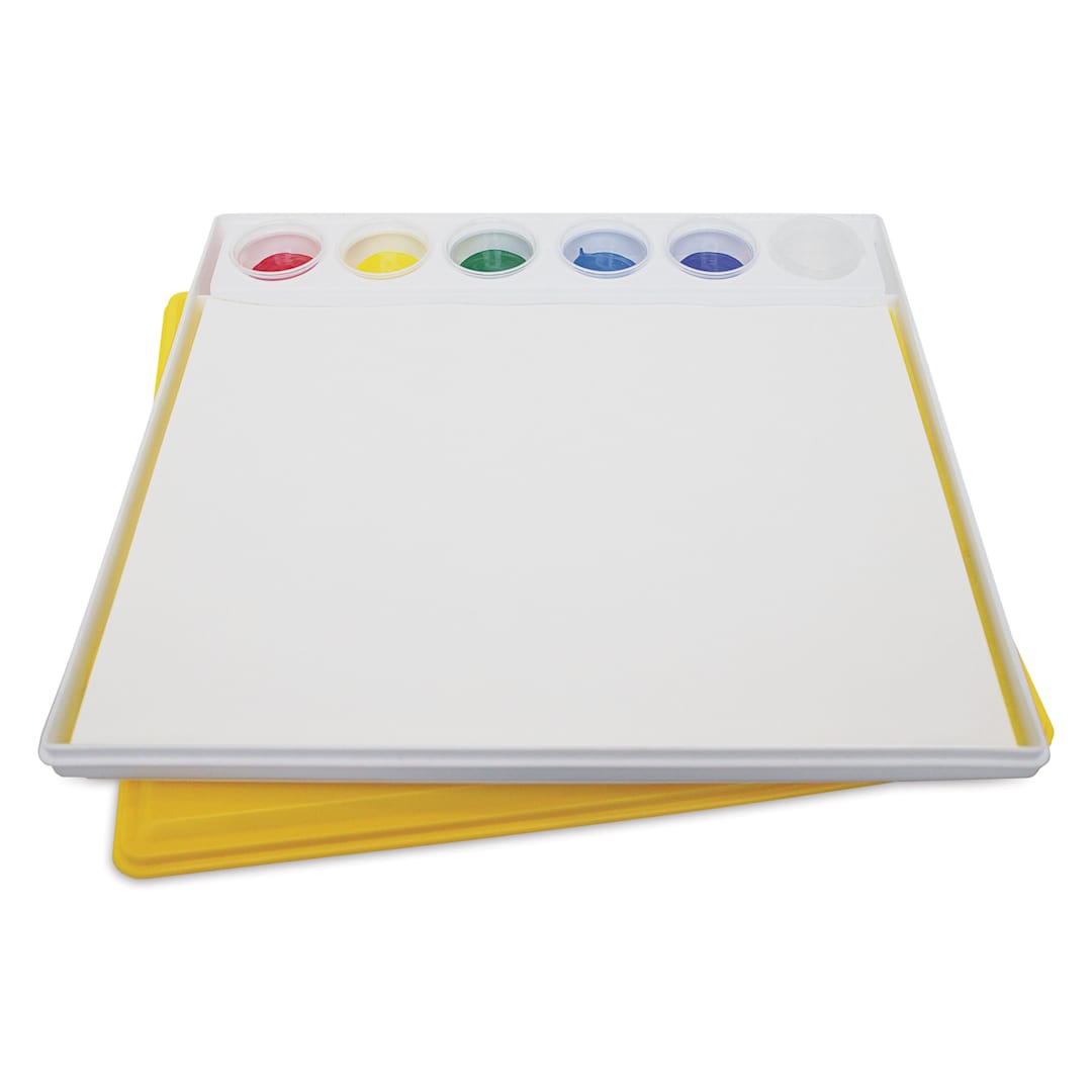 Open in modal - Masterson Painter's Pal Palette, lid off with paint in cups - paint not included
