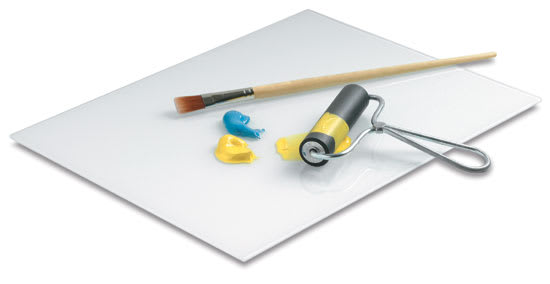 Open in modal - Amaco Paragona Glass Artist Palette with brush and roller