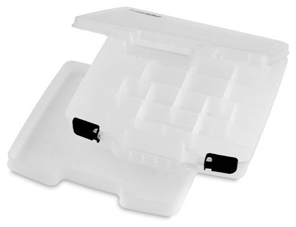 Open in modal - ArtBin Quick-View Carrying Case - Top view of open Large case showing inner sectioned storage tray