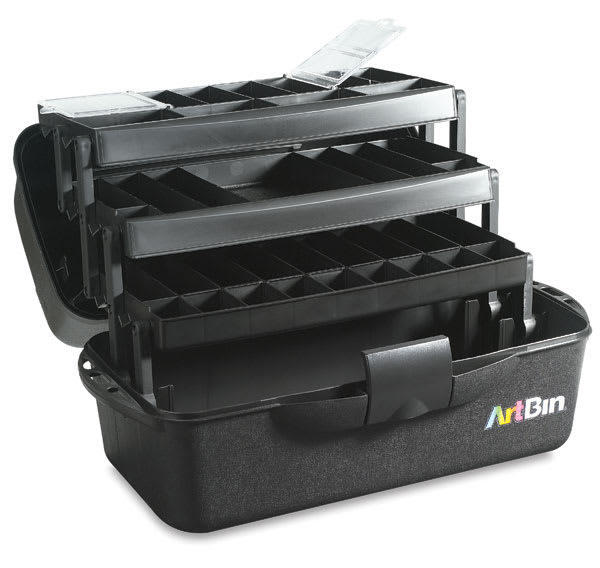 Open in modal - ArtBin Essentials Box - XL Art/Craft Box, Three Trays (open to show layout of inside)