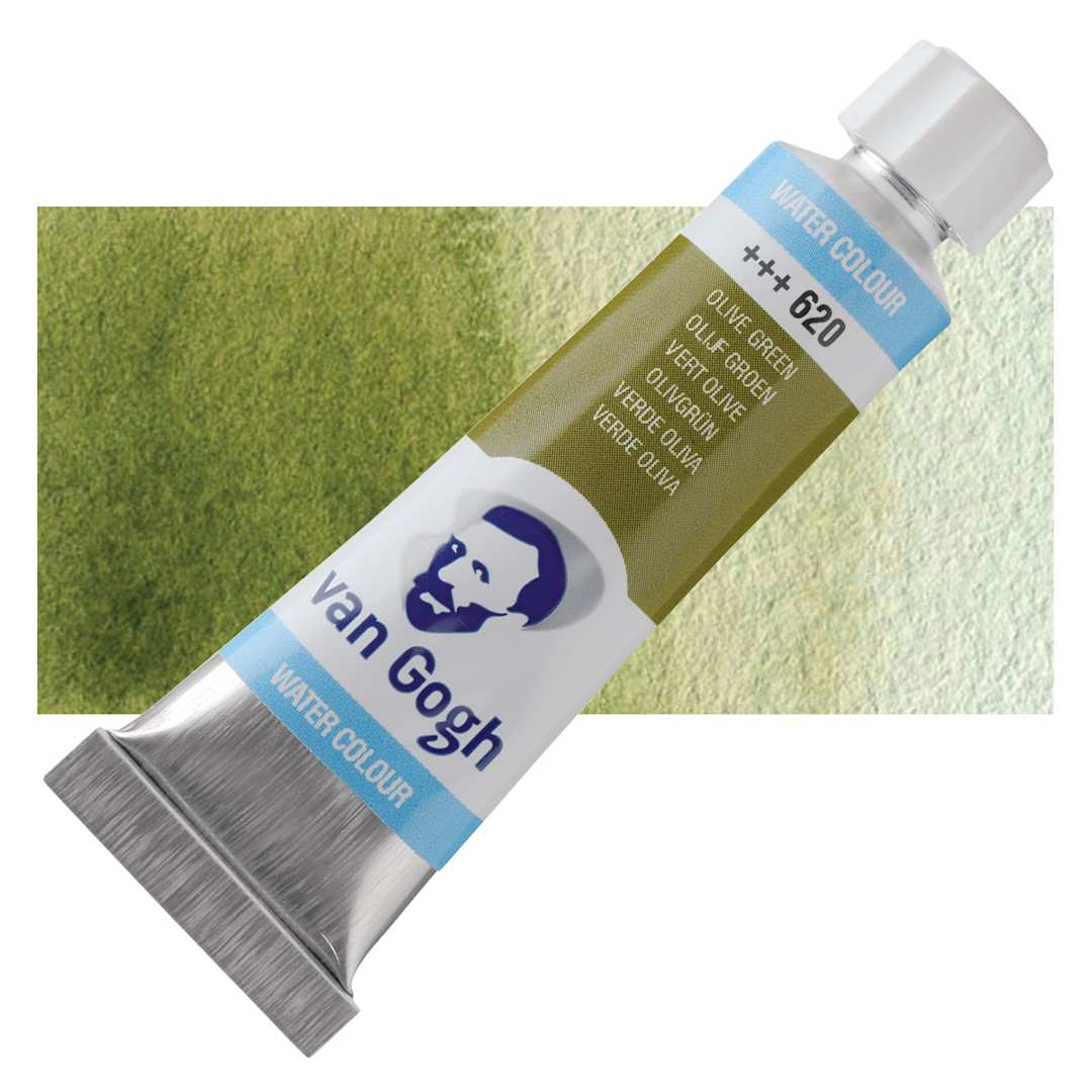 Open in modal - Van Gogh Watercolor - Olive Green, 10 ml tube and swatch