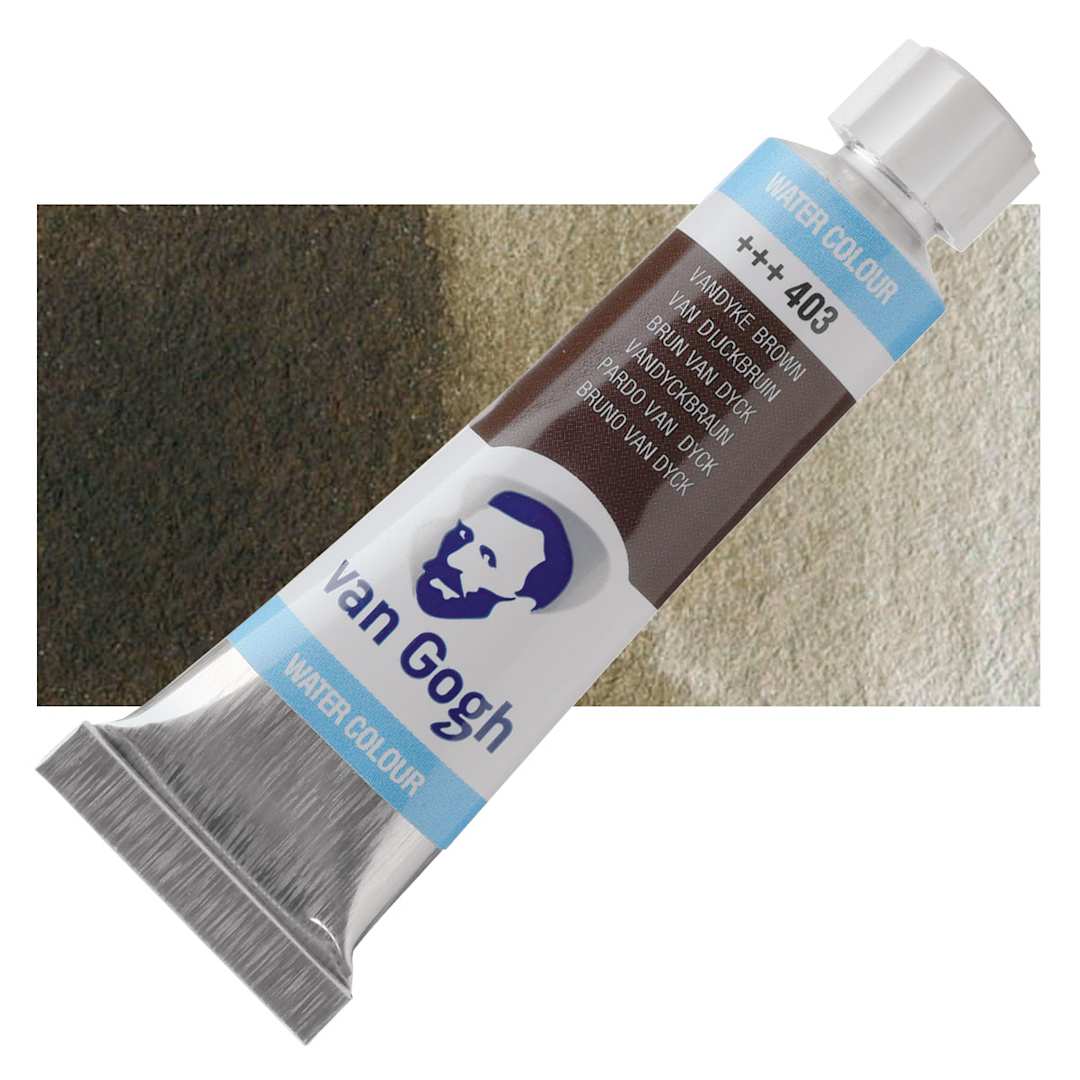 Open in modal - Van Gogh Watercolor - Vandyke Brown, 10 ml tube and swatch