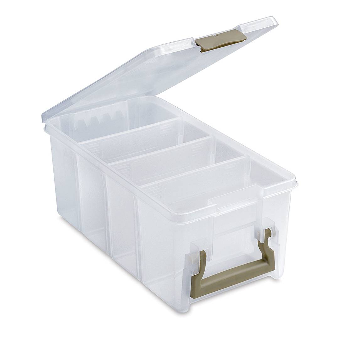Open in modal - ArtBin Super Satchel Semi-Satchel - Angled view and open showing dividers