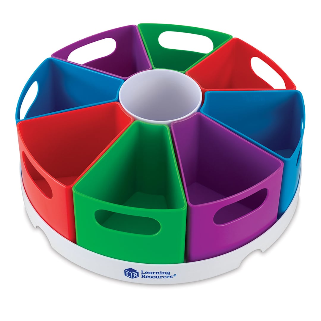 Open in modal - Learning Resources Create-a-Space Storage Center - Top view of Tray holding 8 triangular bins