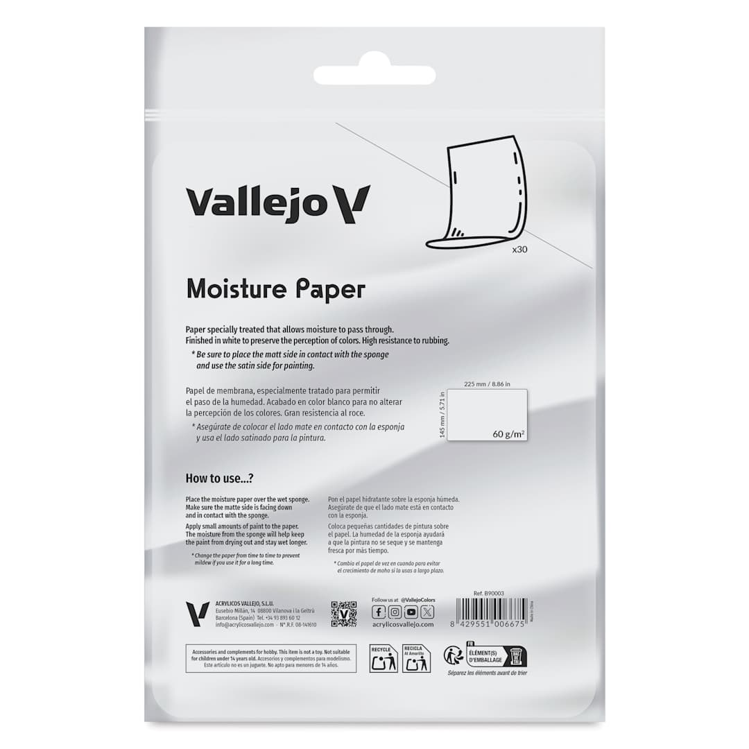 Open in modal - Vallejo Moisture Paper, front of package