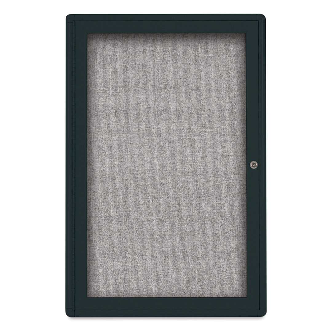 Open in modal - UVP Radius Enclosed Bulletin Tackboard - Black, 24" x 36", 1 Door