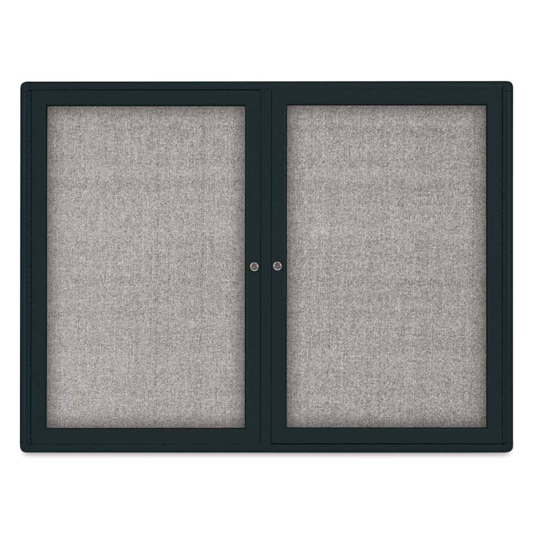Open in modal - UVP Radius Enclosed Bulletin Tackboard - Black, 36" x 48", 2 Doors