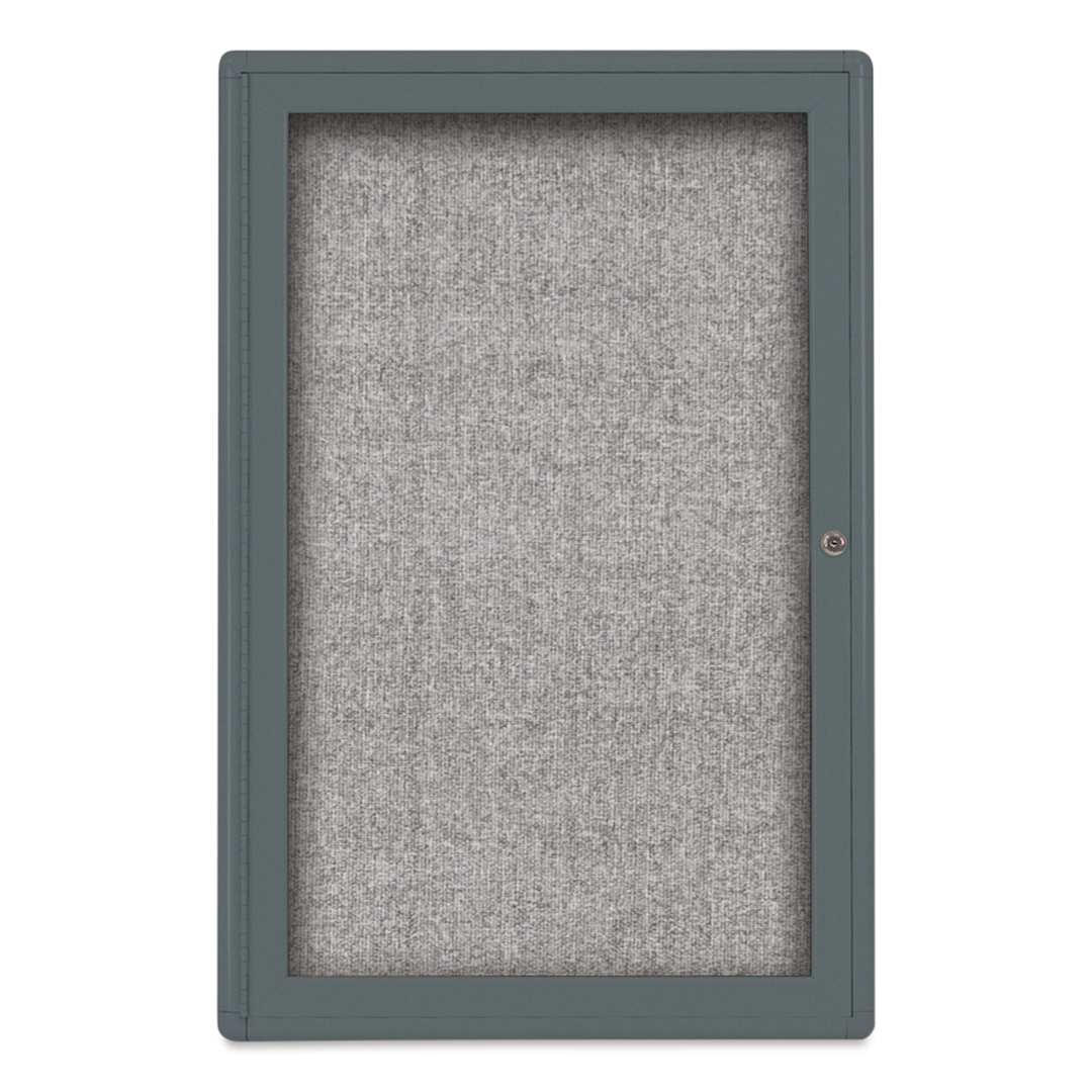 Open in modal - UVP Radius Enclosed Bulletin Tackboard - Gray, 24" x 36", 1 Door
