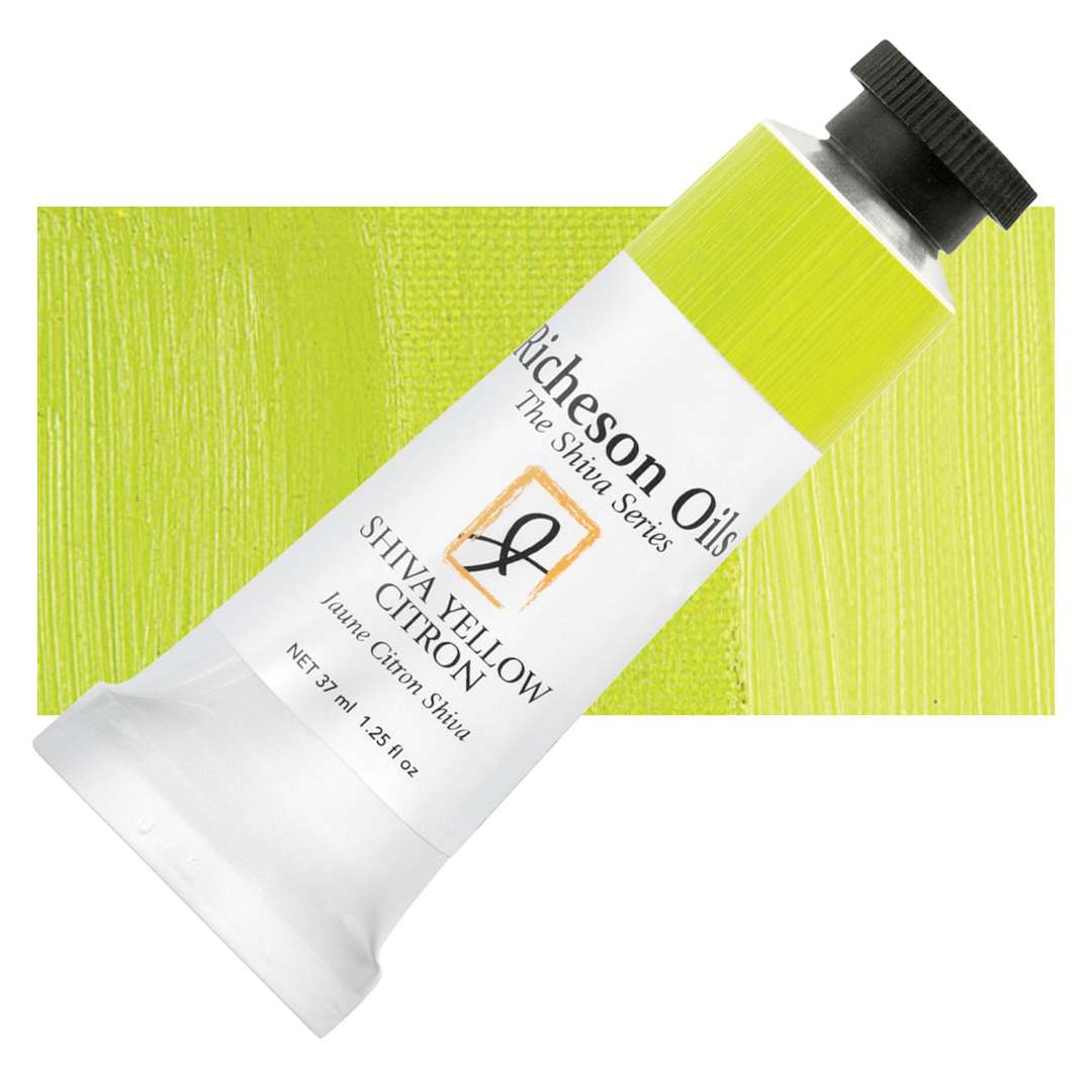 Open in modal - Shiva Signature Artist Oil Color - Shiva Yellow Citron, 1.25 oz Tube and swatch