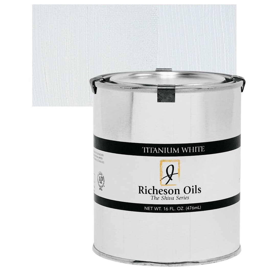 Open in modal - Shiva Signature Artist Oil Color - Titanium White, 16 oz Can and swatch
