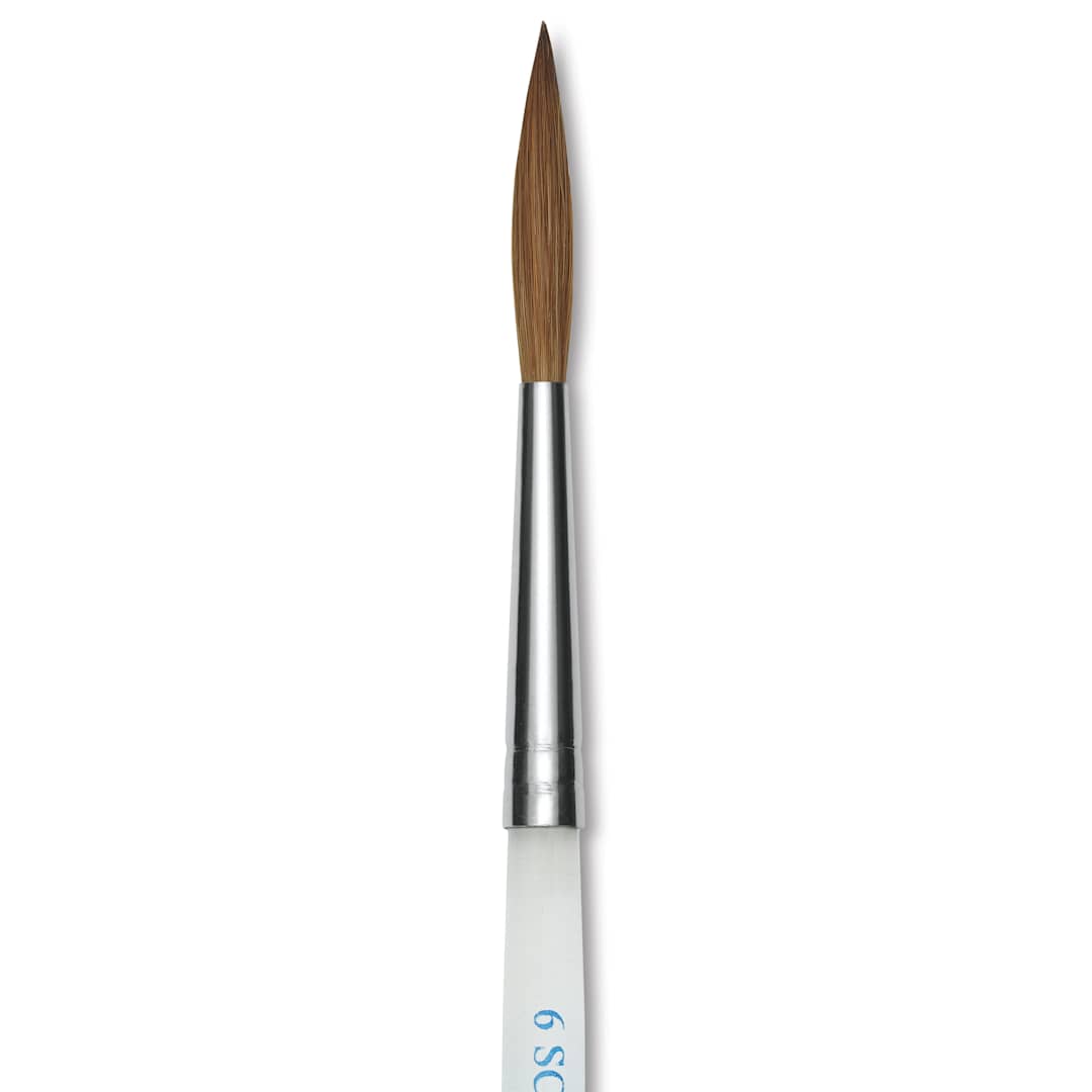 Open in modal - Mayco Reflections Golden Taklon Brush - Script Liner, Short Handle, Size 6, close-up