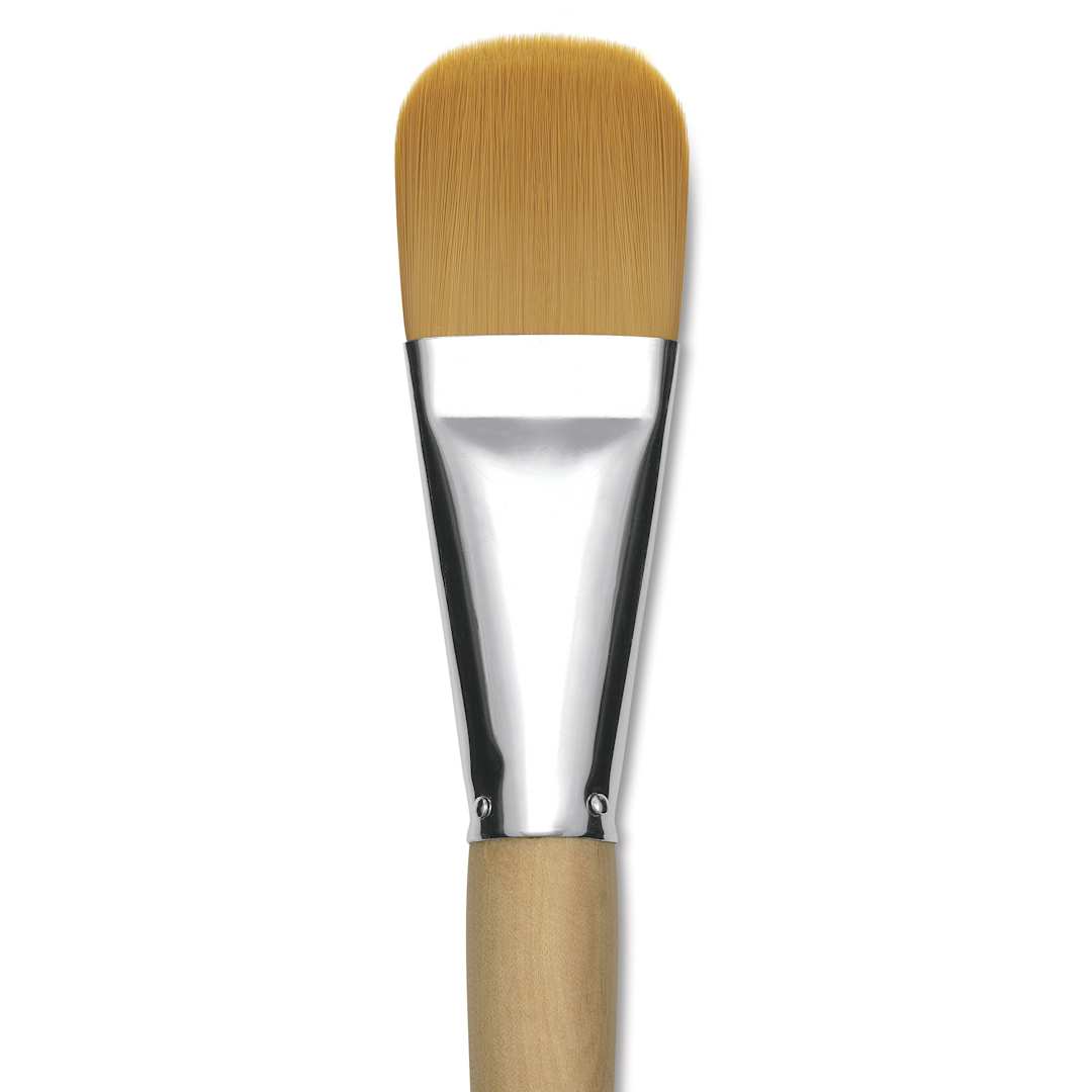 Open in modal - Silver Brush Silver Jumbo Golden Synthetic Brush - Filbert, Mid-Handle, Size 30, close-up