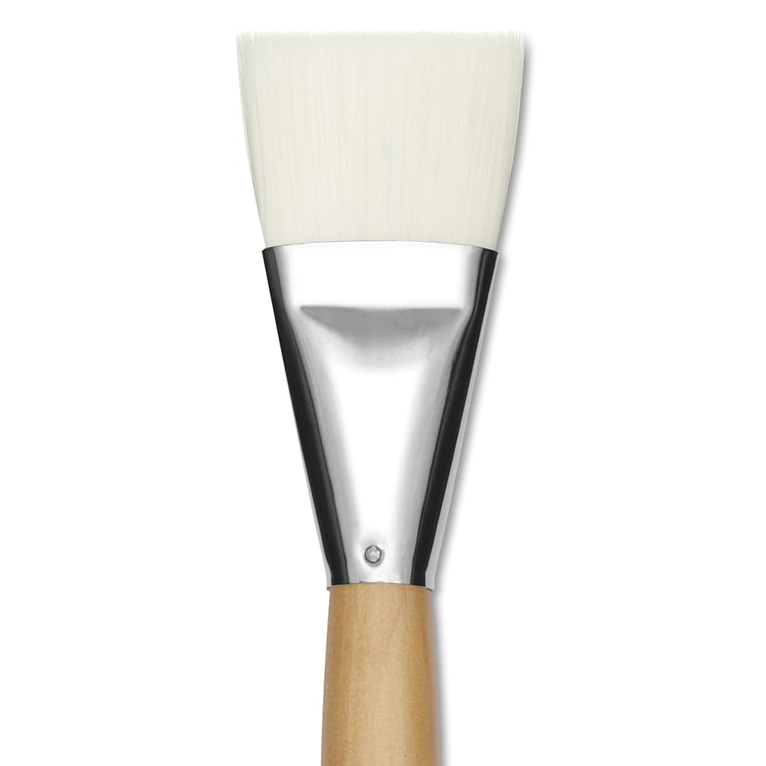 Open in modal - Silver Brush Silver Jumbo Stiff White Synthetic Brush - Flat, Mid-Handle, Size 40, close-up