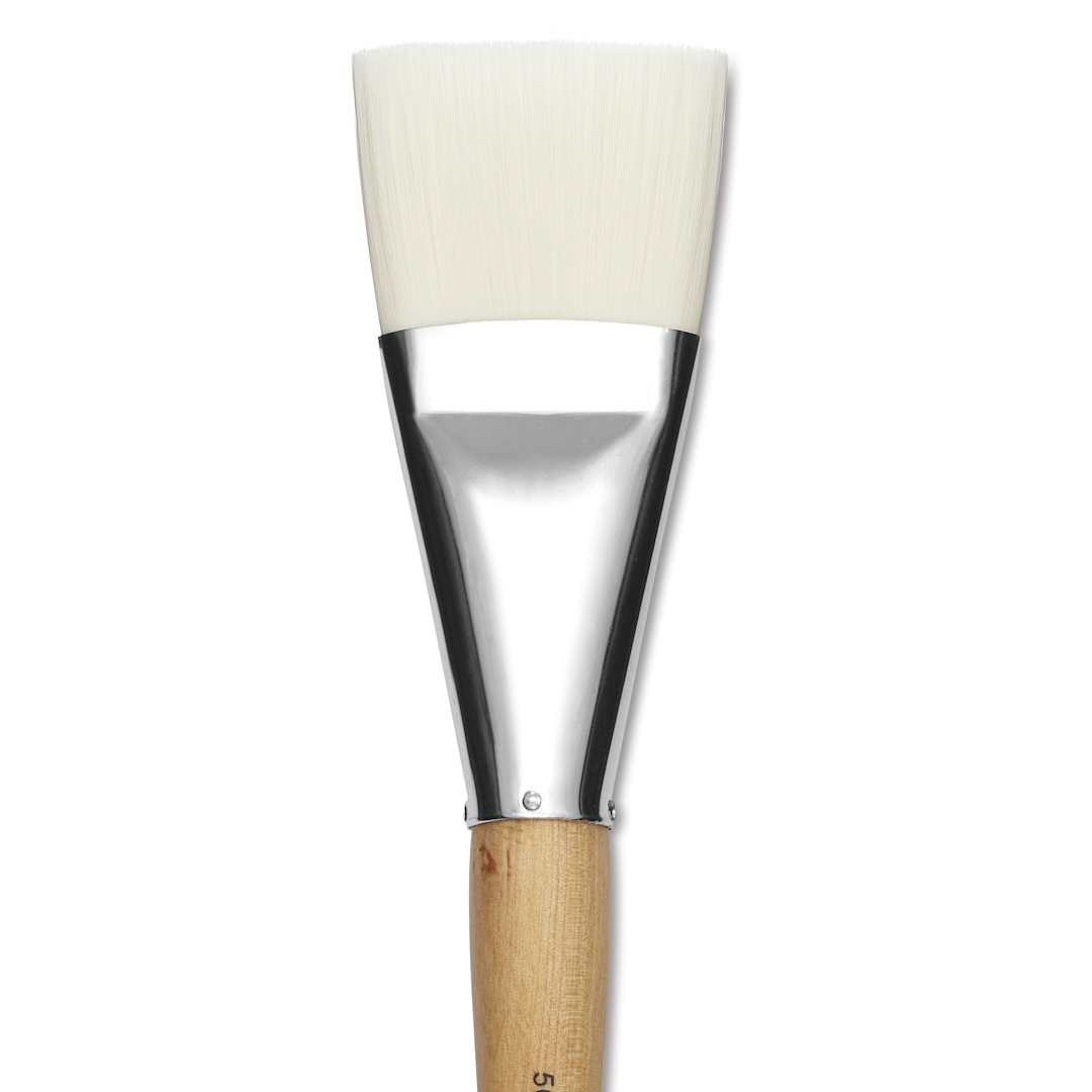 Open in modal - Silver Brush Silver Jumbo Stiff White Synthetic Brush - Flat, Mid-Handle, Size 50, close-up