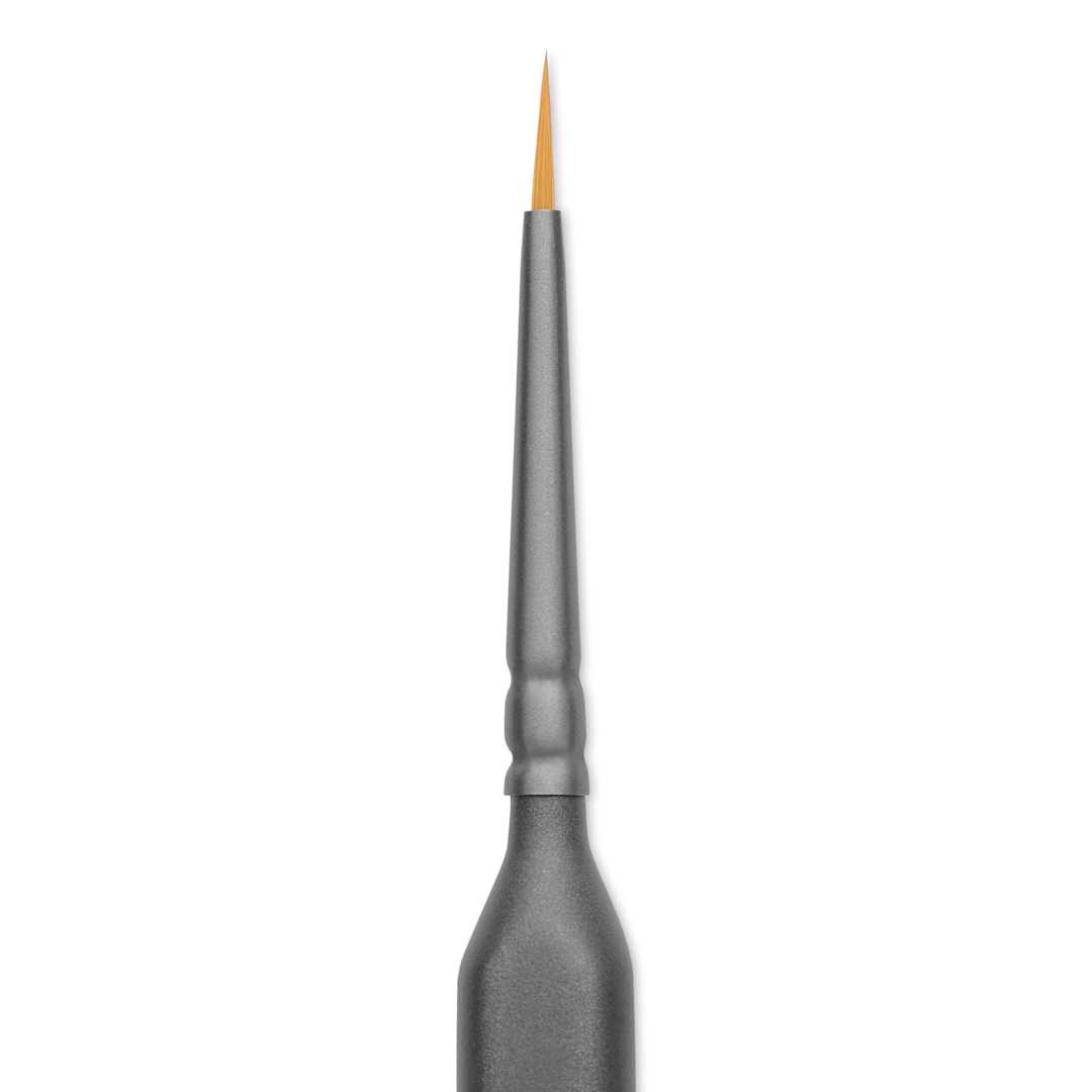 Open in modal - Vallejo Synthetic Golden Toray Hobby Brush - Precision Round, Size 2/0, close up