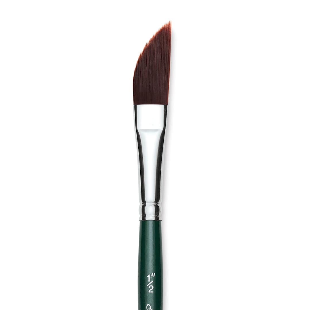 Open in modal - Silver Brush Ruby Satin Synthetic Brush - Dagger Striper, Size 1/2", Short Handle close-up