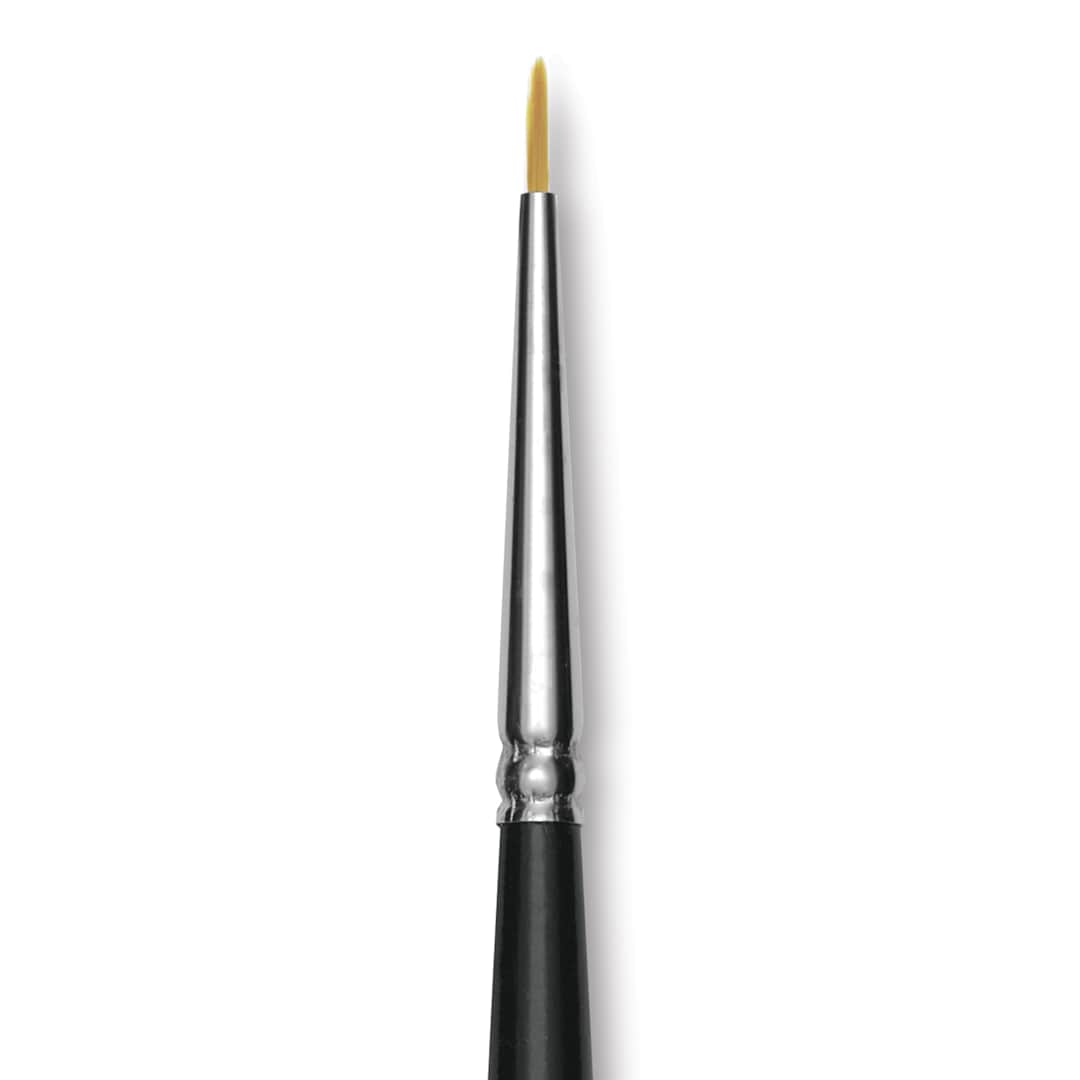 Open in modal - Trekell Synthetic Gold Taklon Brush - Round, Short Handle, Size 5/0, close-up