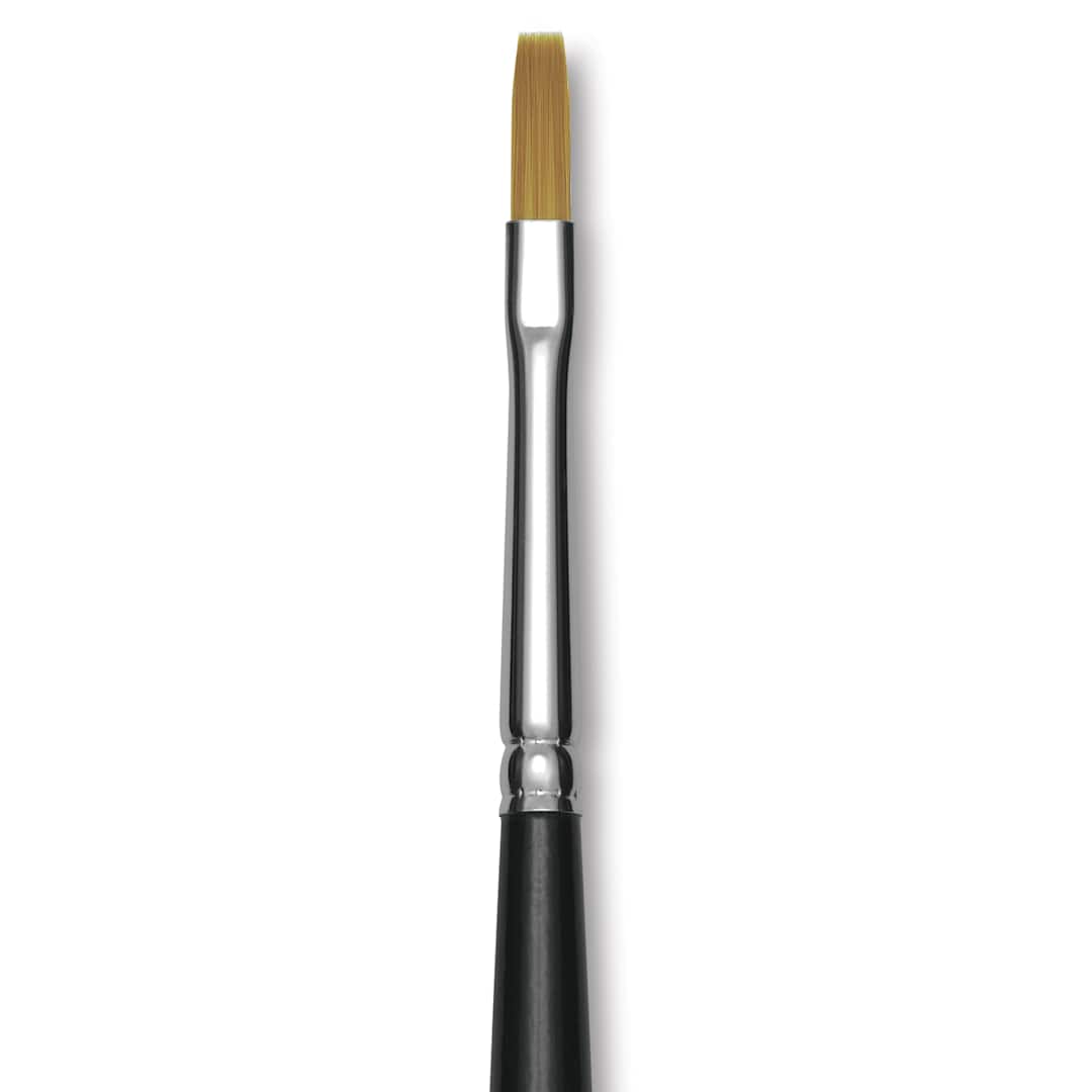 Open in modal - Trekell Synthetic Gold Taklon Brush - Flat, Short Handle, Size 2, close-up