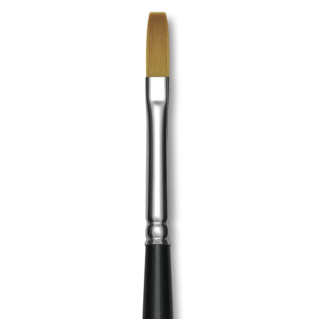 Open in modal - Trekell Synthetic Gold Taklon Brush - Flat, Short Handle, Size 4, close-up