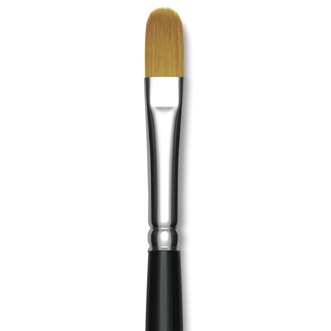 Open in modal - Trekell Synthetic Gold Taklon Brush - Filbert, Short Handle, Size 10, close-up