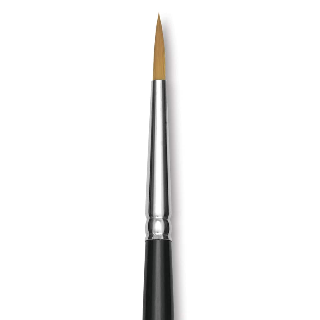 Open in modal - Trekell Synthetic Gold Taklon Brush - Round, Long Handle, Size 8, close-up