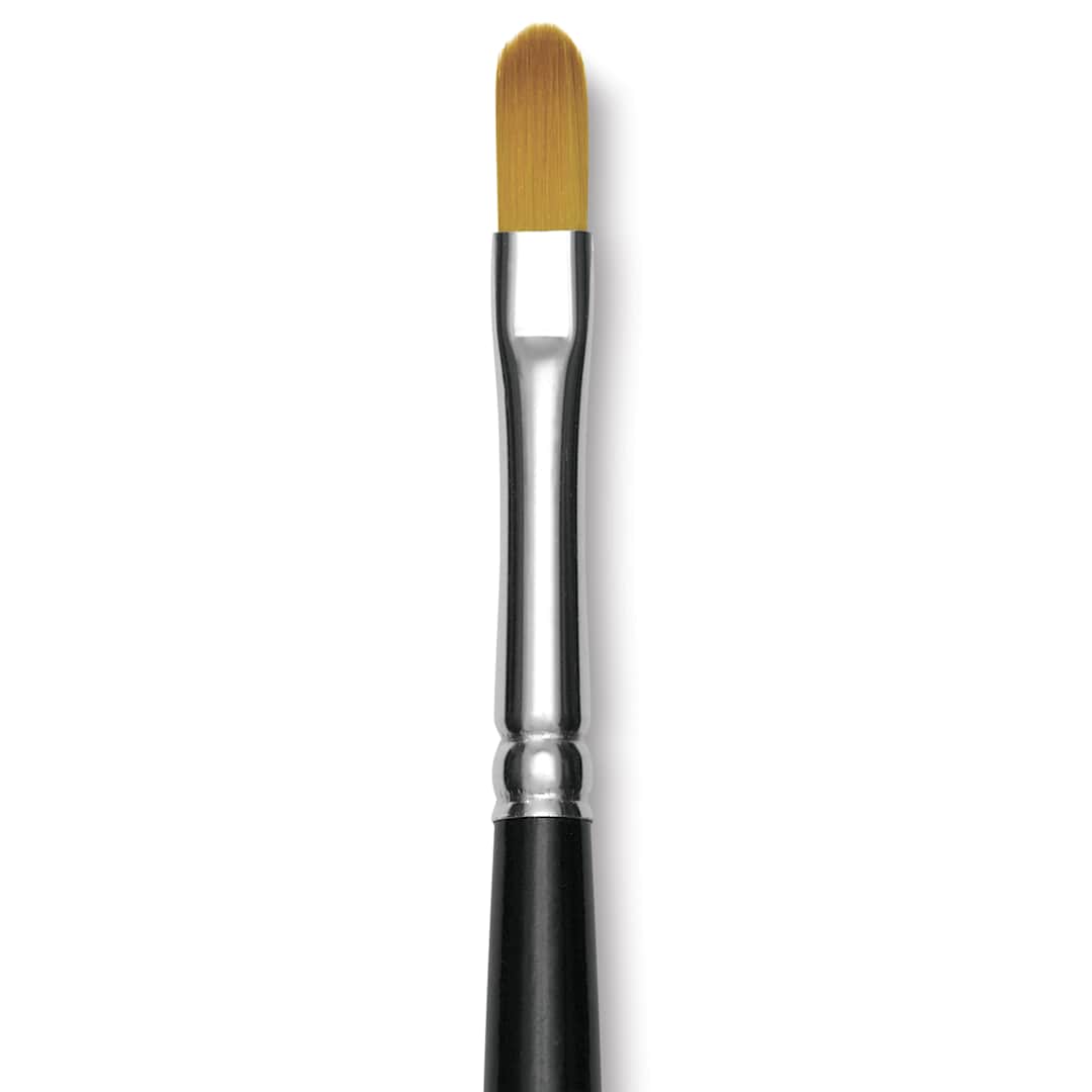 Open in modal - Trekell Synthetic Gold Taklon Brush - Filbert, Long Handle, Size 6, close-up