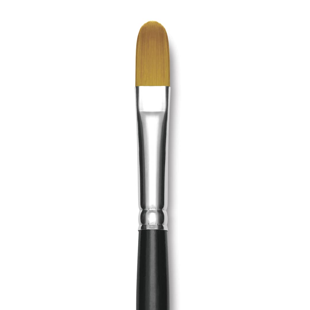 Open in modal - Trekell Synthetic Gold Taklon Brush - Filbert, Long Handle, Size 12, close-up