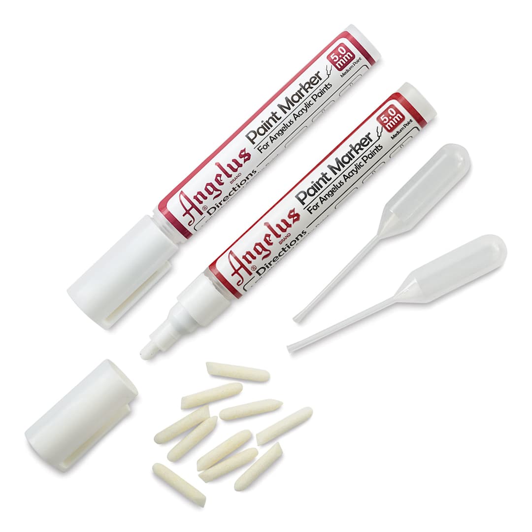 Open in modal - Angelus Empty Paint Marker Set - Components of 5 mm Tip Marker Set shown