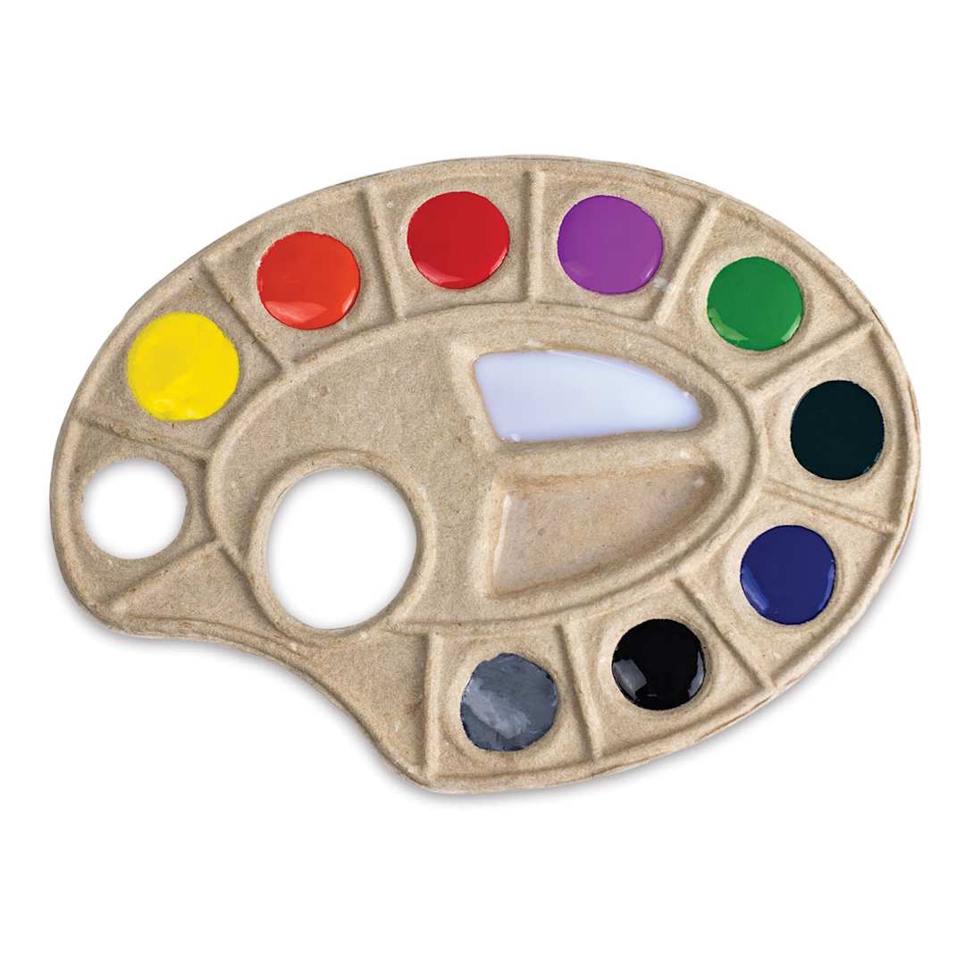 Open in modal - Toss Paint Plate Disposable Palette - Top view of one with paint in wells