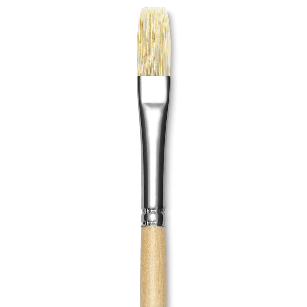 Open in modal - Utrecht Rhenish Pure Hog Bristle Brush - Flat, Size 5, Long Handle