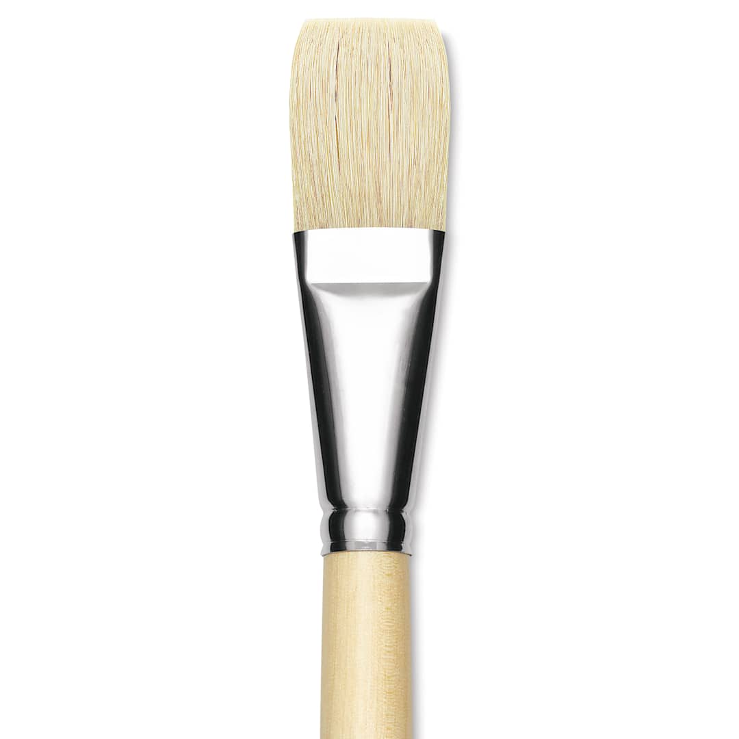Open in modal - Utrecht Rhenish Pure Hog Bristle Brush - Flat, Size 14, Long Handle