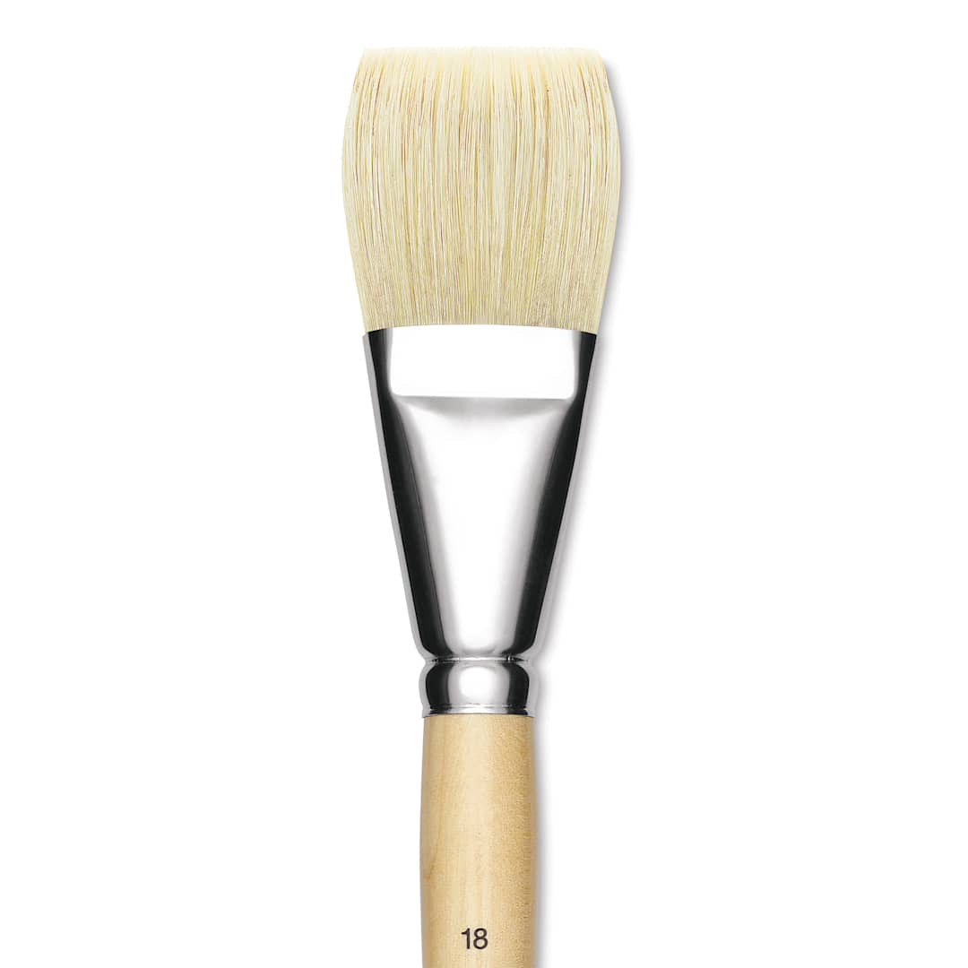 Open in modal - Utrecht Rhenish Pure Hog Bristle Brush - Flat, Size 18, Long Handle