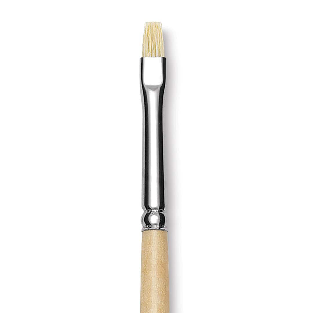 Open in modal - Utrecht Rhenish Pure Hog Bristle Brush - Bright, Size 1, Long Handle