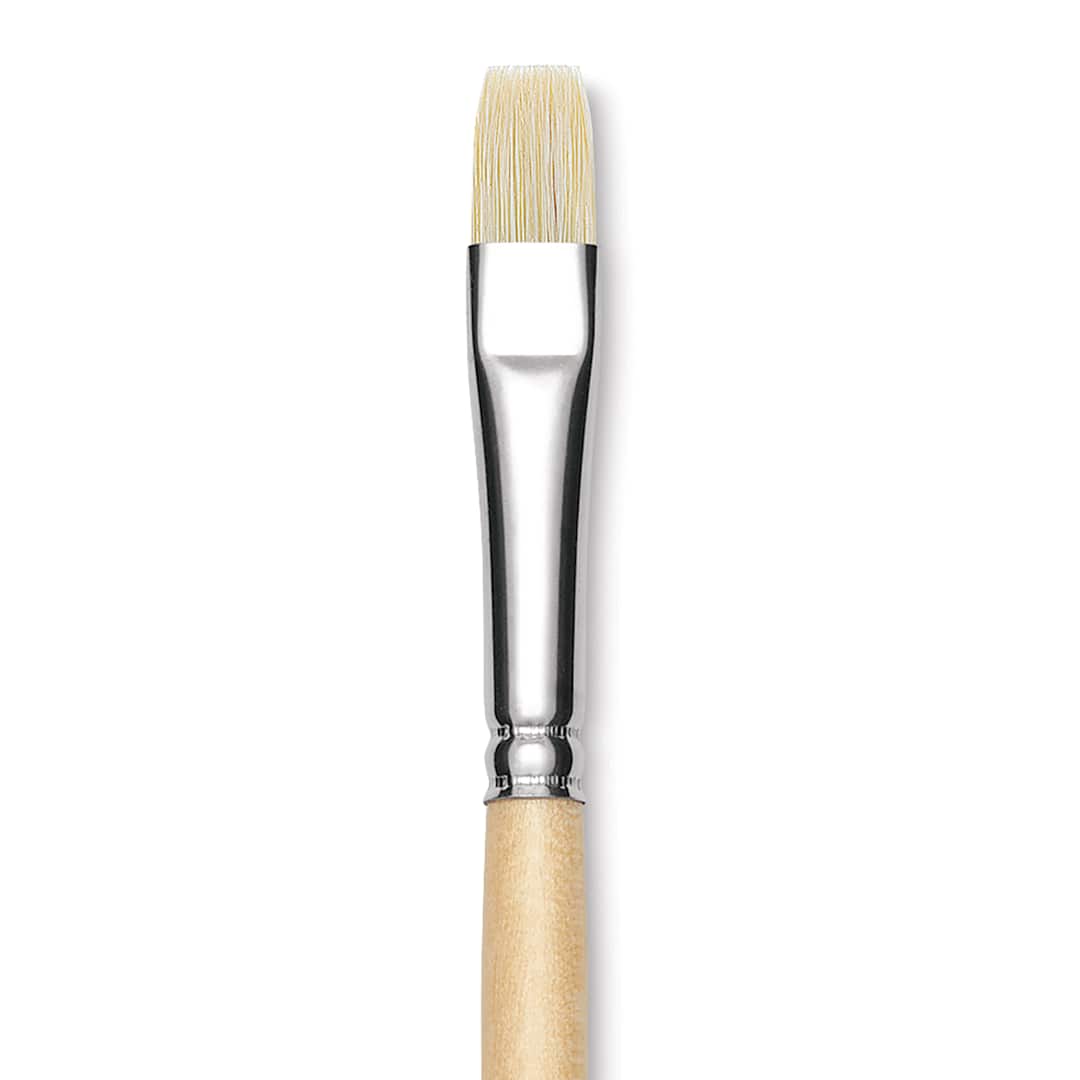 Open in modal - Utrecht Rhenish Pure Hog Bristle Brush - Bright, Size 4, Long Handle