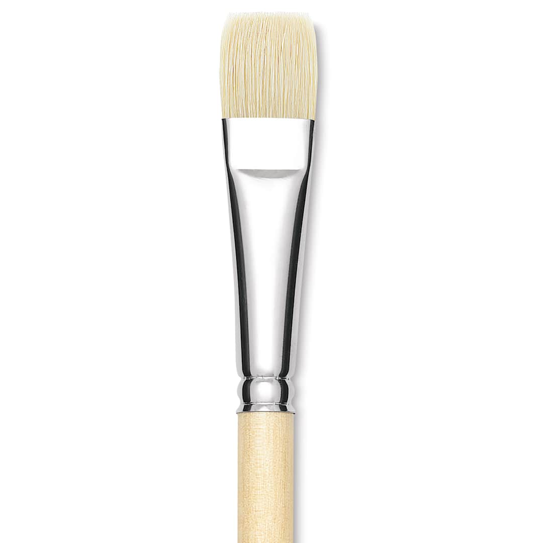 Open in modal - Utrecht Rhenish Pure Hog Bristle Brush - Bright, Size 8, Long Handle